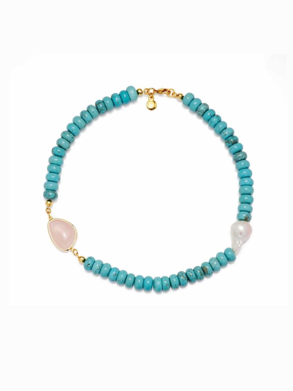 MAYAMAR Pearl and Rose Quartz Stone
Necklace in Turquoise